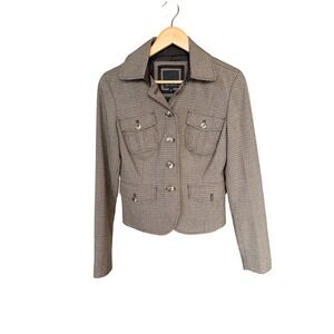 The Limited Women's Houndstooth Blazer Jacket Size S Military Style Pockets